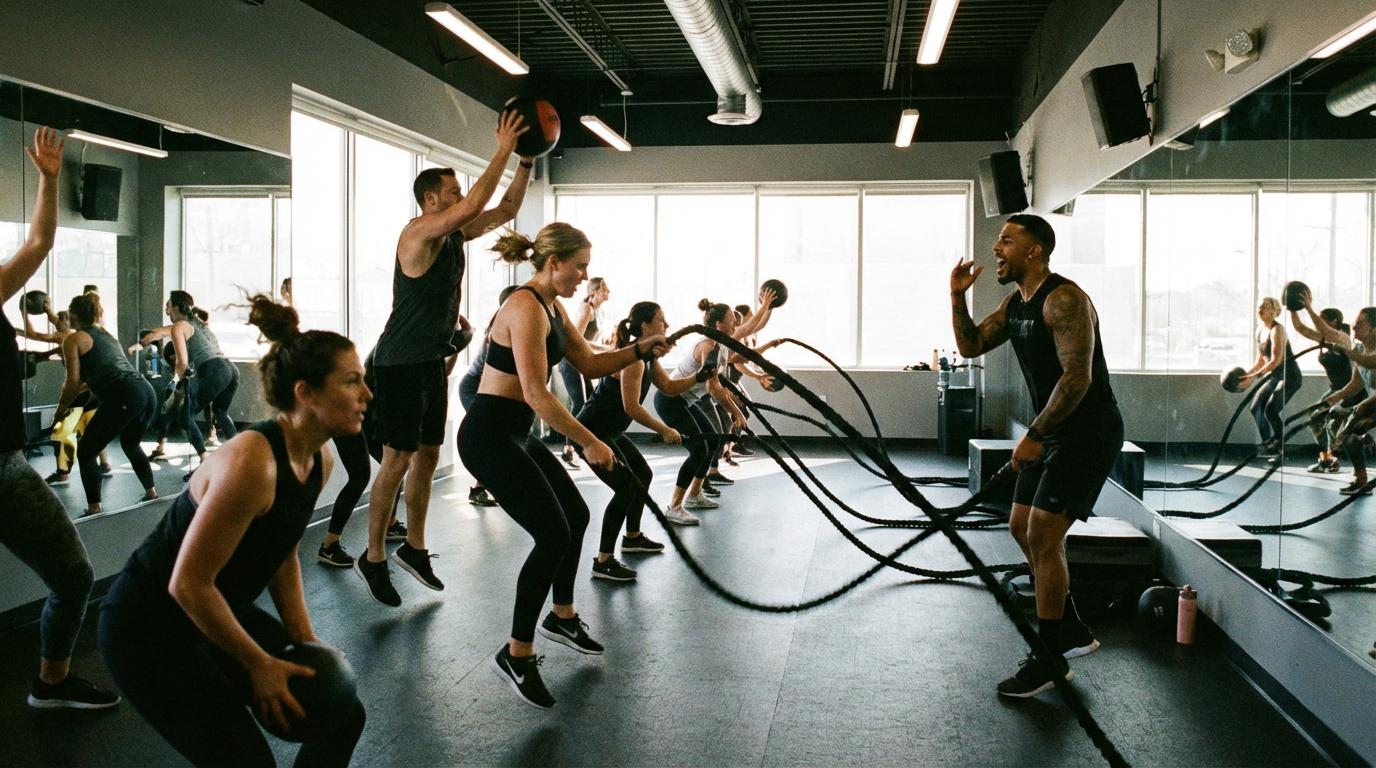 Group fitness class at Broadway Gym