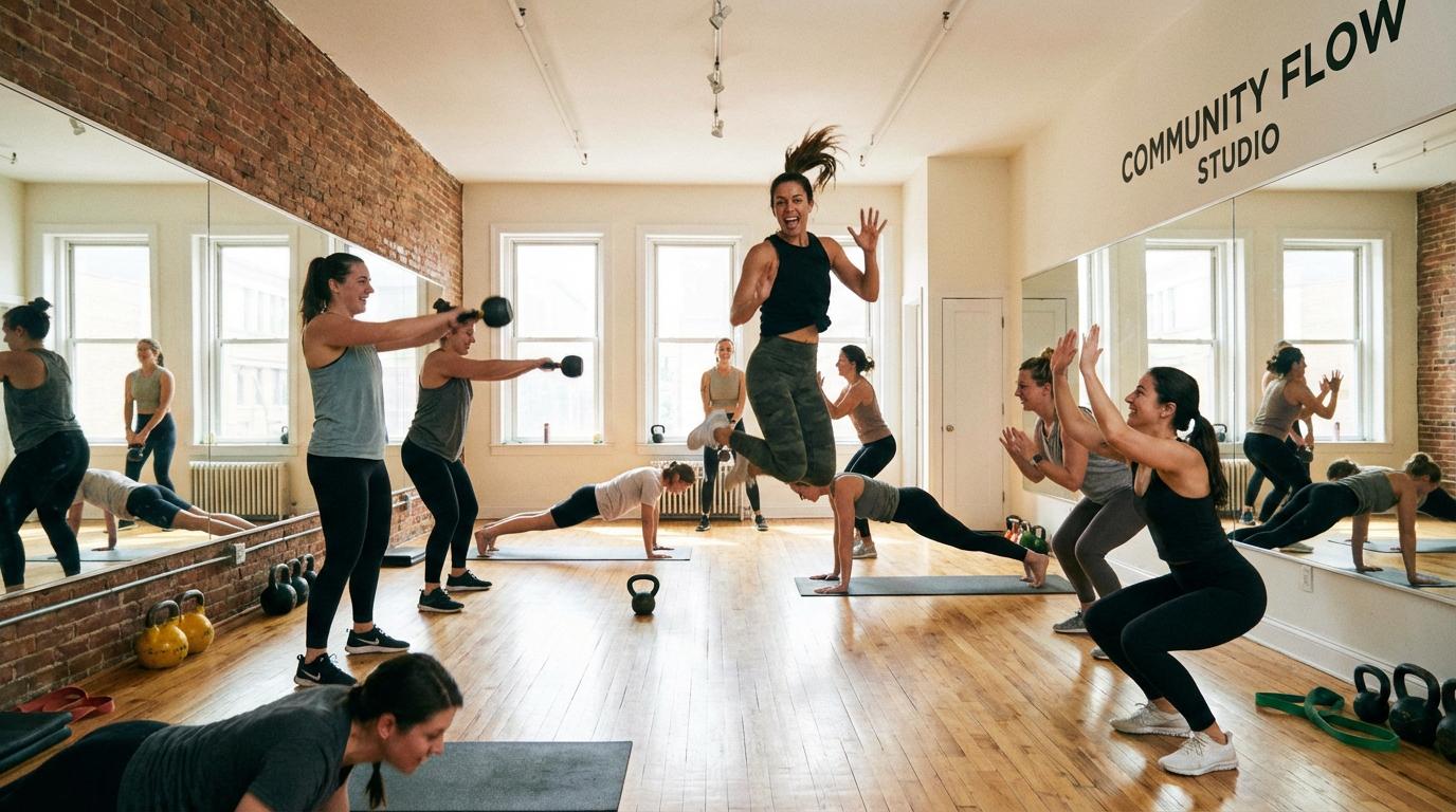 Group fitness class at Broadway Gym